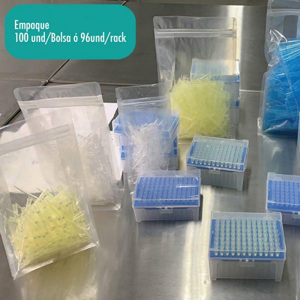 Puntas plásticas esteril para pipeta con filtro libres de RNA